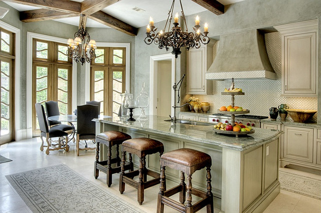 French Kitchen. Isn't this a beautiful French Kitchen? #FrenchKitchen #FrenchInteriors #Interiors