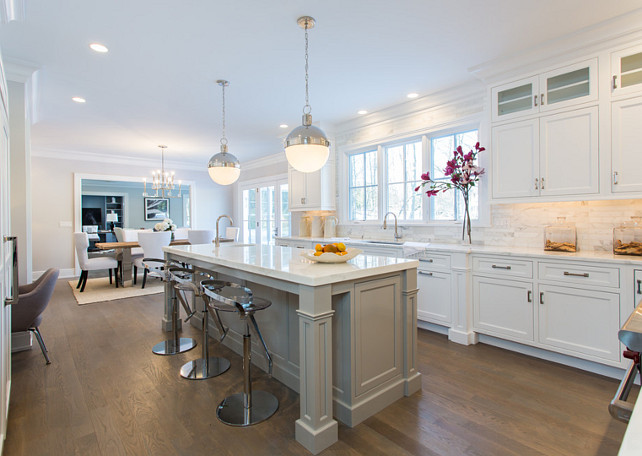 White Kitchen with Gray Island. #WhiteKitchen #GrayIsland SIR Development.