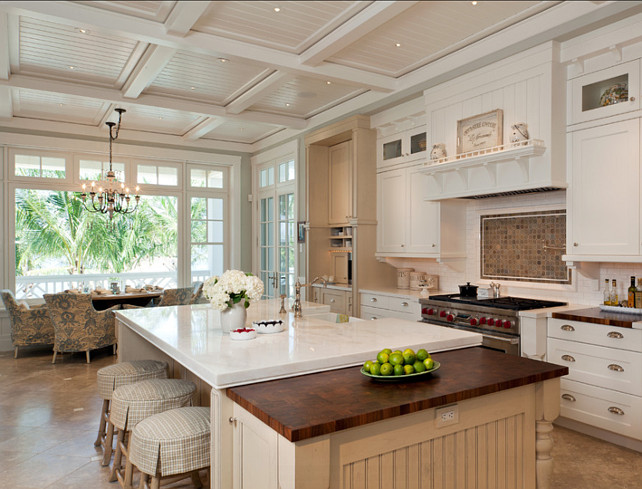 White Kitchen. Inspiring kitchen with white cabinets. White Kitchen Paint Color Benjamin Moore Timid White OC-39. #WhiteKitchen #BenjaminMooreTimidWhite