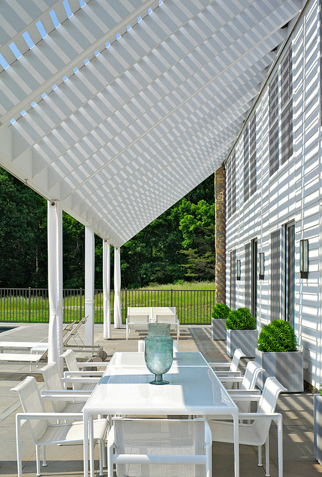 White Pergola over Patio. #Pergola #WhitePergola #Patio Fraerman Associates Architecture.