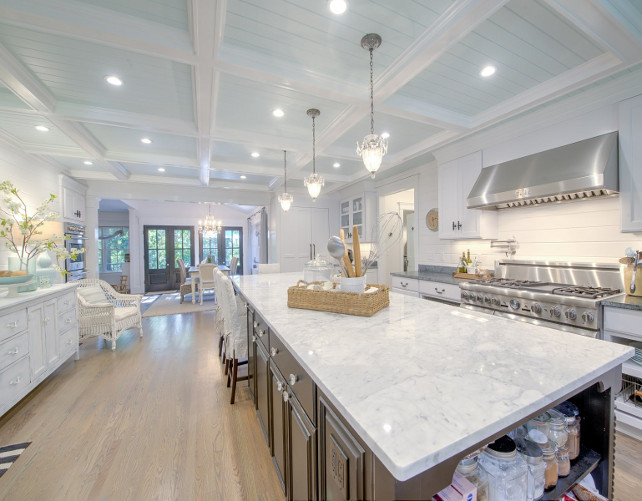 White and turquoise kitchen. White and turquoise kitchen ideas. White and light turquoise kitchen. #Whiteturquoisekitchen Sotheby's Homes.