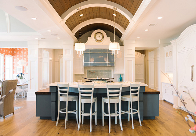 White kitchen with blue island. White kitchen with navy blue island. Kitchen trend alert White kitchen with navy blue island. Four Chairs Furniture.