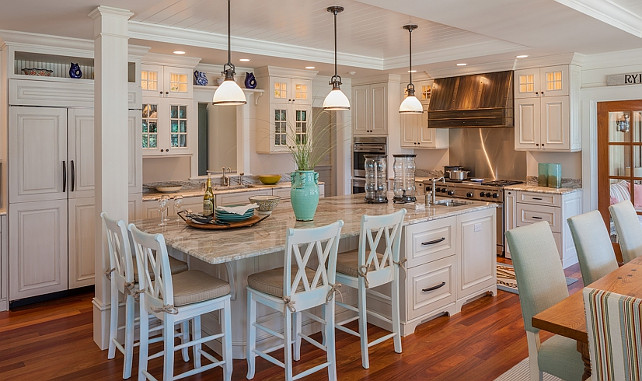 Whitewash kitchen cabinet. Whitewash kitchen ideas. Whitewash kitchen with coastal accents. Beach house with Whitewash kitchen cabinets. #Whitewashkitchen