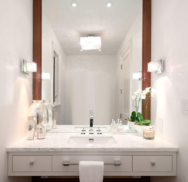 Powder Room. Crisp looking Powder Room. #PowderRoom